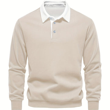 Fall & Winter Solid Color Fleece-Lined Shirt - Men's Casual Machine Washable with Button Detail